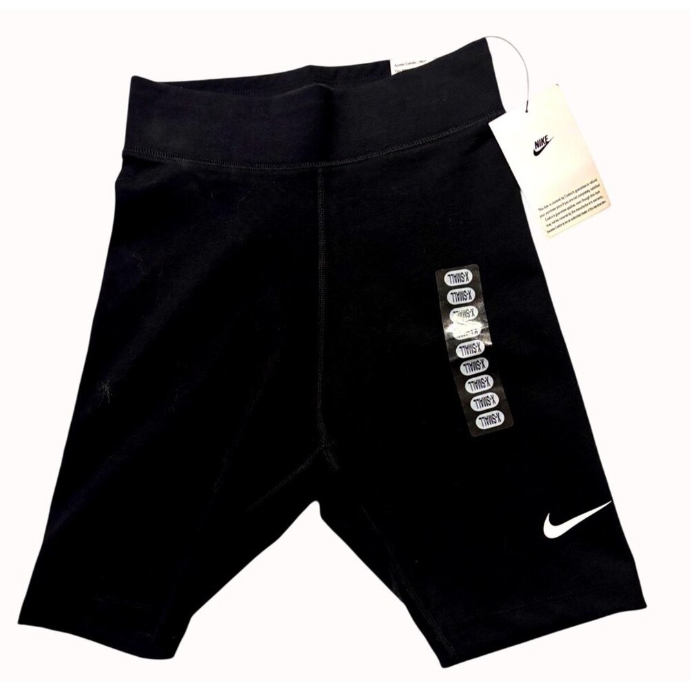 Nike Women's Tight Fit High Rise 8" Length Shorts SZ XS Cotton/Polyester‎ Black